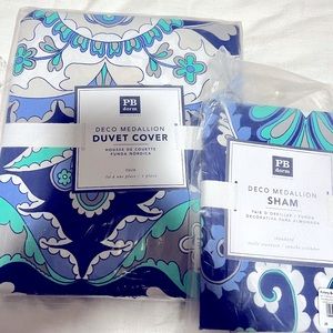 Pottery Barn Teen Deco Medallion Duvet & Sham - Beautiful set!